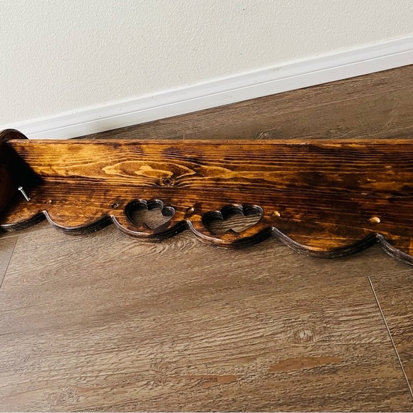 Rustic Brown Wooden Wall Shelf - Picture 7 of 13